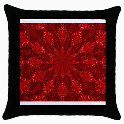 Red Quilt Throw Pillow Case (Black) from ArtsNow.com Front