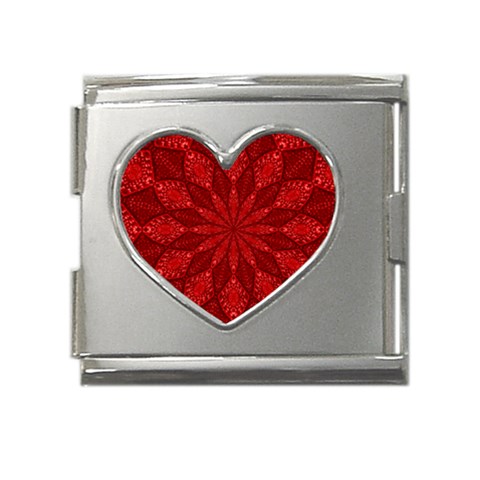 Red Quilt Mega Link Heart Italian Charm (18mm) from ArtsNow.com Front