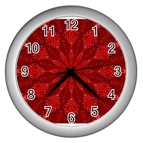 Red Quilt Wall Clock (Silver) from ArtsNow.com Front