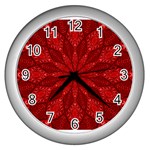 Red Quilt Wall Clock (Silver)