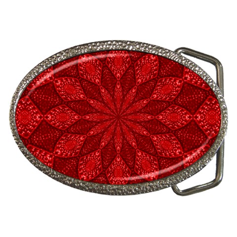 Red Quilt Belt Buckle from ArtsNow.com Front