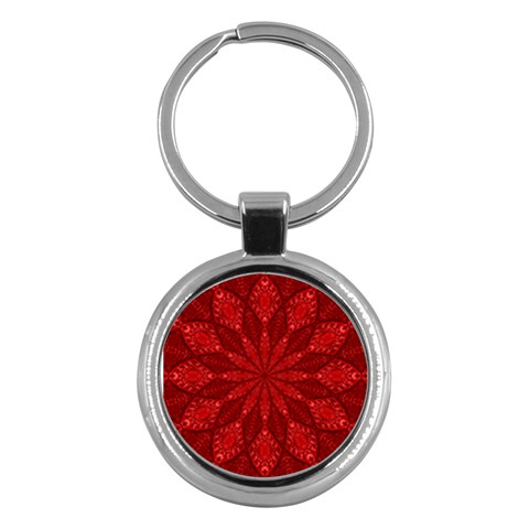 Red Quilt Key Chain (Round) from ArtsNow.com Front