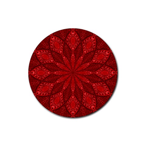 Red Quilt Rubber Round Coaster (4 pack) from ArtsNow.com Front