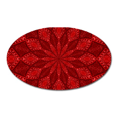 Red Quilt Magnet (Oval) from ArtsNow.com Front