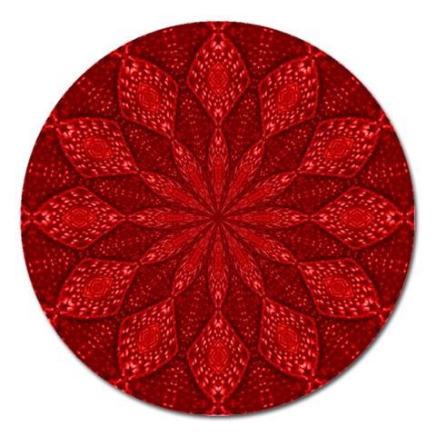 Red Quilt Magnet 5  (Round) from ArtsNow.com Front