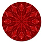 Red Quilt Magnet 5  (Round)