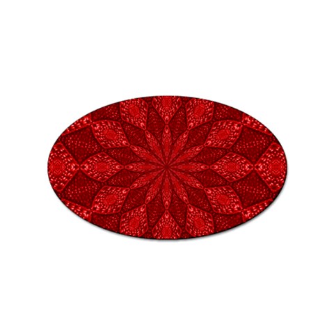 Red Quilt Sticker Oval (10 pack) from ArtsNow.com Front