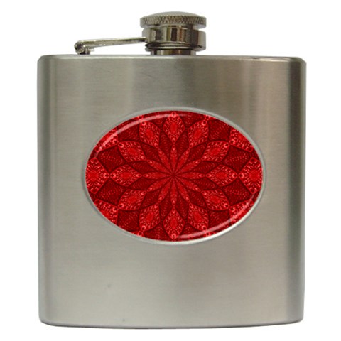 Red Quilt Hip Flask (6 oz) from ArtsNow.com Front