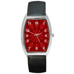 Red Quilt Barrel Style Metal Watch