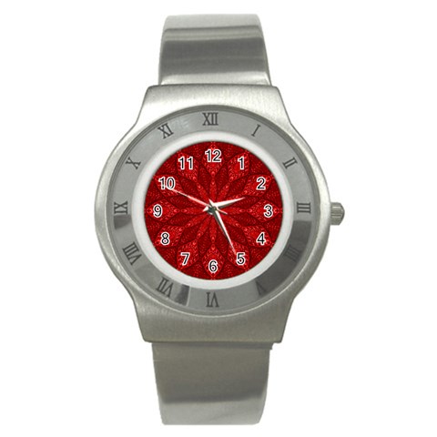 Red Quilt Stainless Steel Watch from ArtsNow.com Front