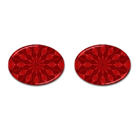 Red Quilt Cufflinks (Oval) from ArtsNow.com Front(Pair)