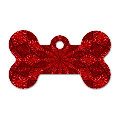 Red Quilt Dog Tag Bone (One Side) from ArtsNow.com Front