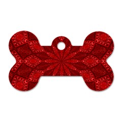 Red Quilt Dog Tag Bone (Two Sides) from ArtsNow.com Front