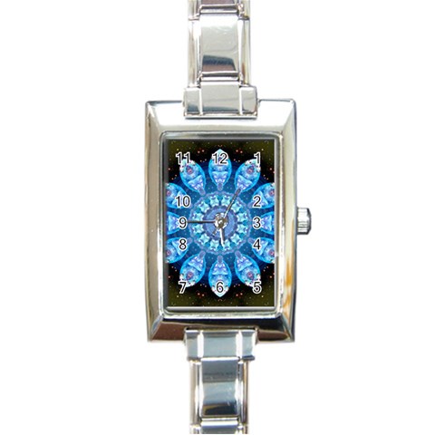 Baby Blue Flower Rectangular Italian Charm Watch from ArtsNow.com Front