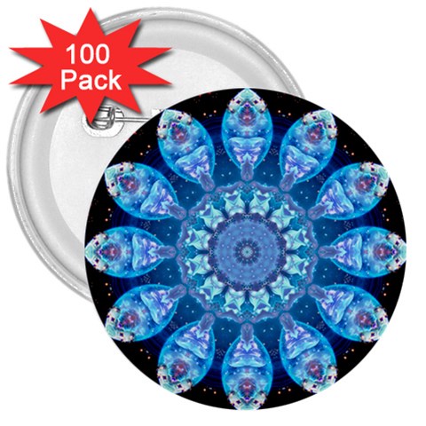 Baby Blue Flower 3  Button (100 pack) from ArtsNow.com Front