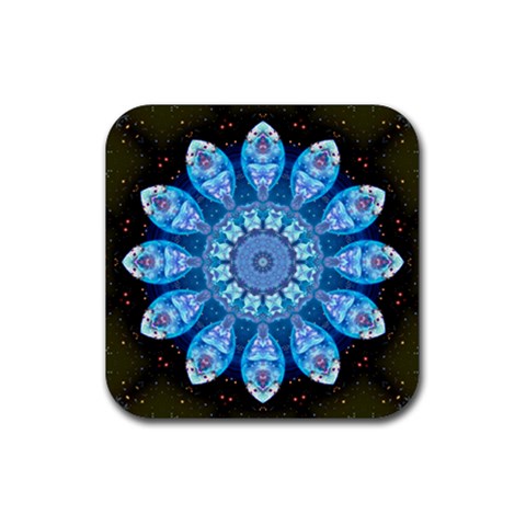 Baby Blue Flower Rubber Coaster (Square) from ArtsNow.com Front