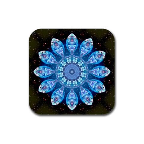 Baby Blue Flower Rubber Square Coaster (4 pack) from ArtsNow.com Front