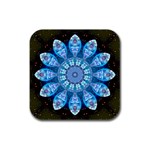 Baby Blue Flower Rubber Square Coaster (4 pack)