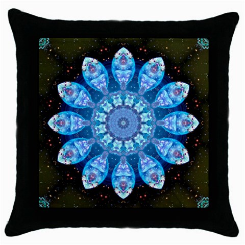 Baby Blue Flower Throw Pillow Case (Black) from ArtsNow.com Front