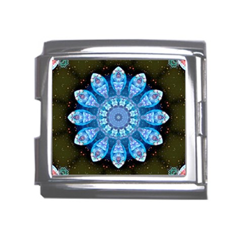 Baby Blue Flower Mega Link Italian Charm (18mm) from ArtsNow.com Front