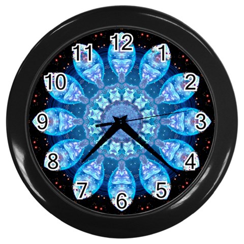 Baby Blue Flower Wall Clock (Black) from ArtsNow.com Front