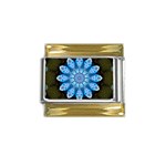 Baby Blue Flower Gold Trim Italian Charm (9mm)