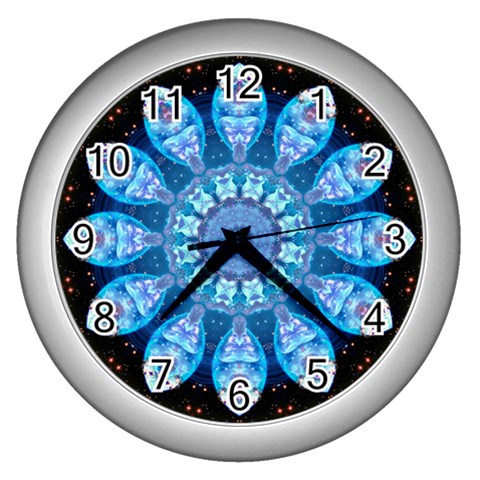 Baby Blue Flower Wall Clock (Silver) from ArtsNow.com Front