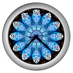 Baby Blue Flower Wall Clock (Silver)