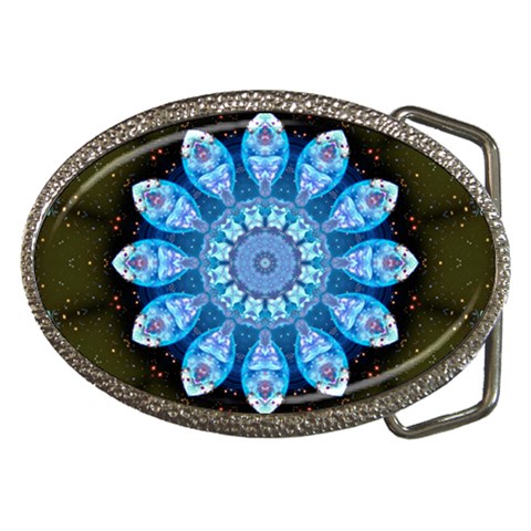 Baby Blue Flower Belt Buckle from ArtsNow.com Front