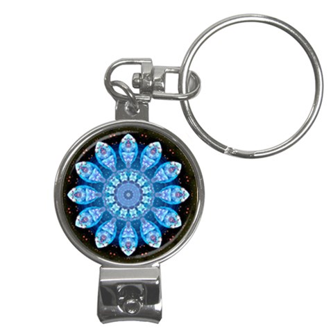 Baby Blue Flower Nail Clippers Key Chain from ArtsNow.com Front