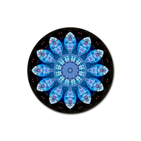 Baby Blue Flower Rubber Coaster (Round) from ArtsNow.com Front