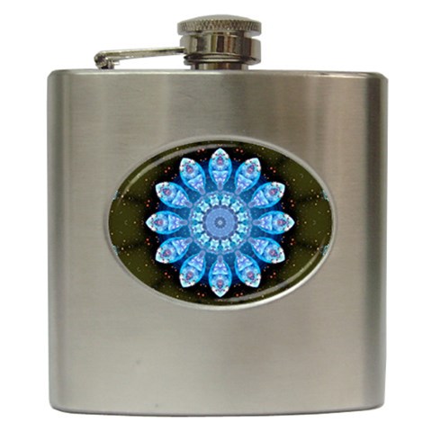 Baby Blue Flower Hip Flask (6 oz) from ArtsNow.com Front