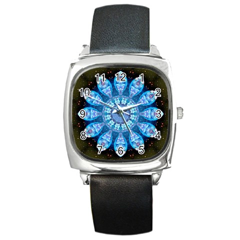 Baby Blue Flower Square Metal Watch from ArtsNow.com Front