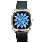 Baby Blue Flower Square Metal Watch