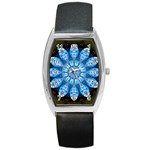 Baby Blue Flower Barrel Style Metal Watch