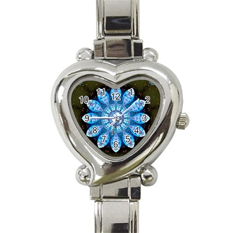 Baby Blue Flower Heart Italian Charm Watch from ArtsNow.com Front