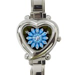 Baby Blue Flower Heart Italian Charm Watch