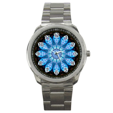 Baby Blue Flower Sport Metal Watch from ArtsNow.com Front