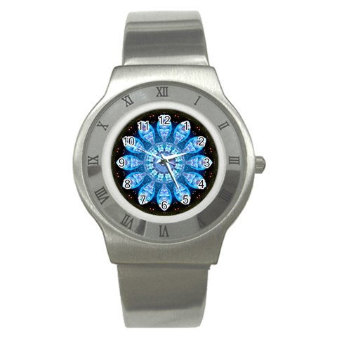 Baby Blue Flower Stainless Steel Watch from ArtsNow.com Front