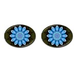 Baby Blue Flower Cufflinks (Oval)