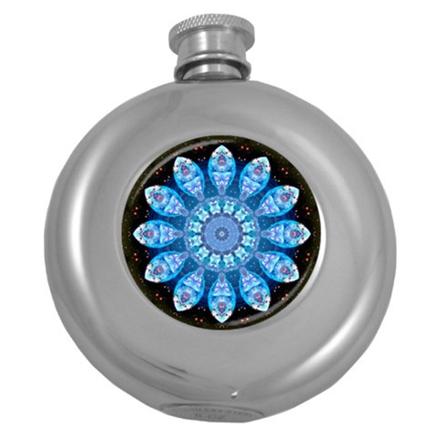 Baby Blue Flower Hip Flask (5 oz) from ArtsNow.com Front