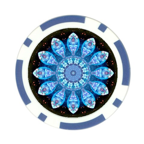 Baby Blue Flower Poker Chip Card Guard from ArtsNow.com Front