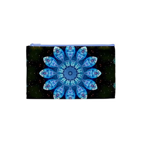 Baby Blue Flower Cosmetic Bag (Small) from ArtsNow.com Front