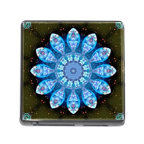 Baby Blue Flower Memory Card Reader with Storage (Square) from ArtsNow.com Front