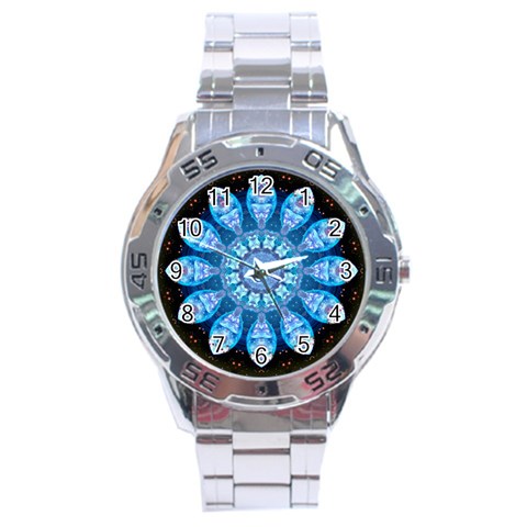 Baby Blue Flower Stainless Steel Analogue Men’s Watch from ArtsNow.com Front