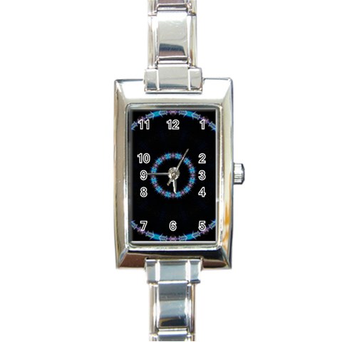 Blue Outline Rectangular Italian Charm Watch from ArtsNow.com Front