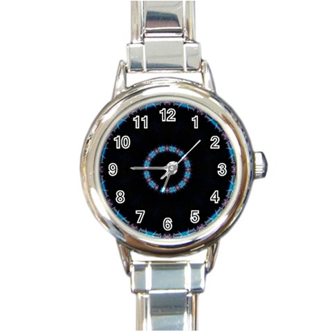 Blue Outline Round Italian Charm Watch from ArtsNow.com Front