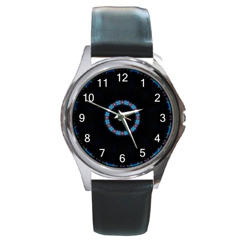 Blue Outline Round Metal Watch from ArtsNow.com Front