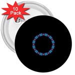 Blue Outline 3  Button (10 pack)