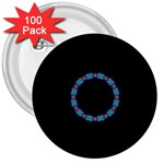 Blue Outline 3  Button (100 pack)